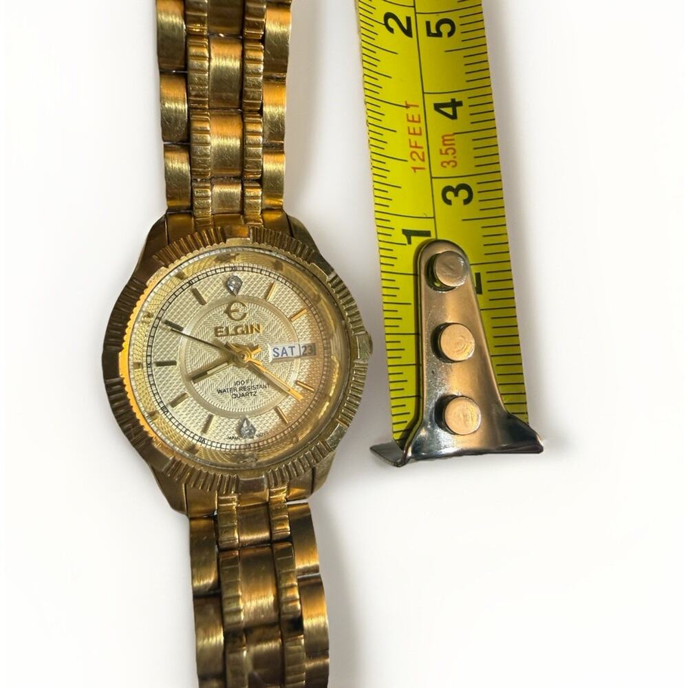 Elgin women’s Gold Tone Small Quartz Watch Day/Date‎ 100ft Water Resistant - Picture 12 of 12